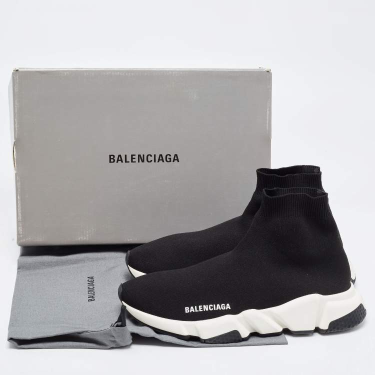 Pre Owned Balenciaga Black Knit Speed Trainer High Top Sneakers Size 40 