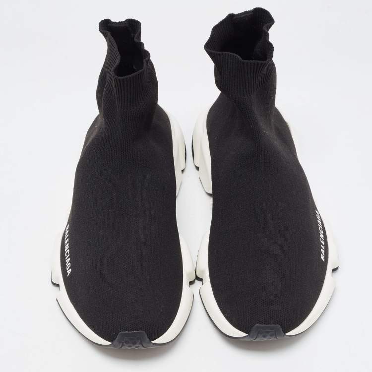 Pre Owned Balenciaga Black Knit Speed Trainer High Top Sneakers Size 40 