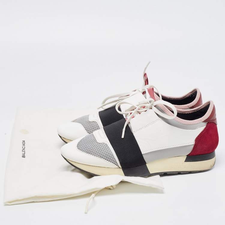 Pre Owned Balenciaga Multicolor Leather and Mesh Race Runner Sneakers Size 39