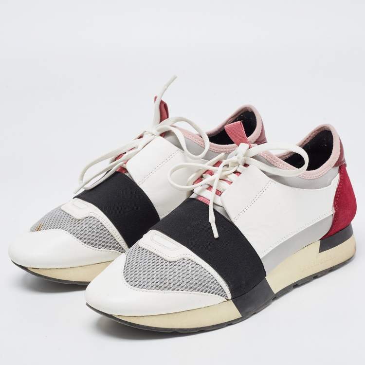 Pre Owned Balenciaga Multicolor Leather and Mesh Race Runner Sneakers Size 39