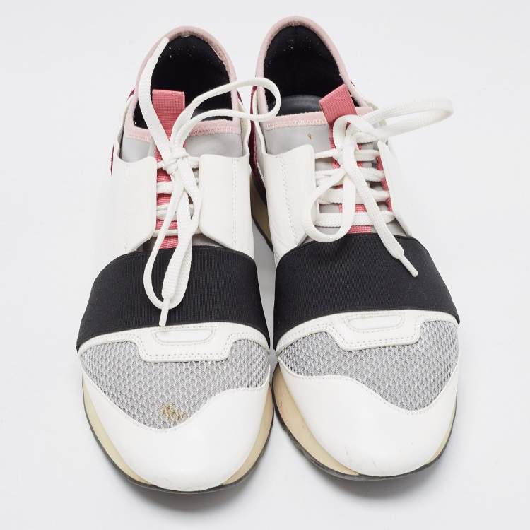 Pre Owned Balenciaga Multicolor Leather and Mesh Race Runner Sneakers Size 39