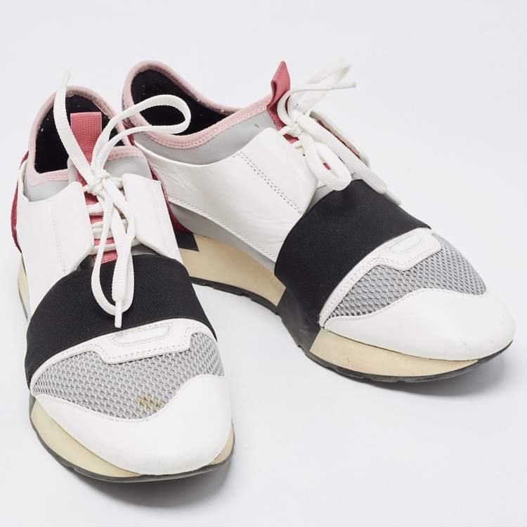 Pre Owned Balenciaga Multicolor Leather and Mesh Race Runner Sneakers Size 39