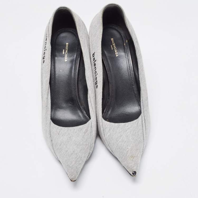 Pre Owned Balenciaga Grey Fabric Knife Pointed Toe  Pumps Size 39