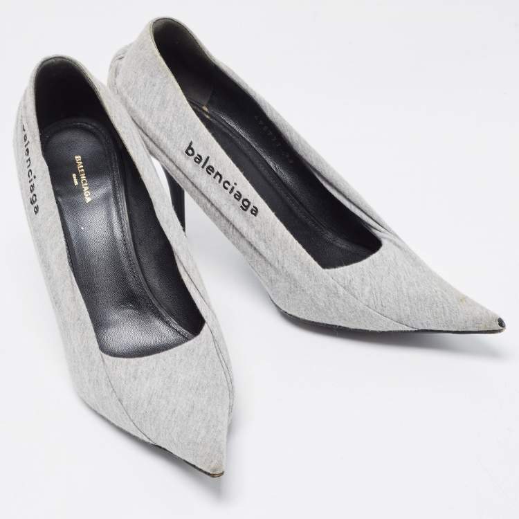 Pre Owned Balenciaga Grey Fabric Knife Pointed Toe  Pumps Size 39