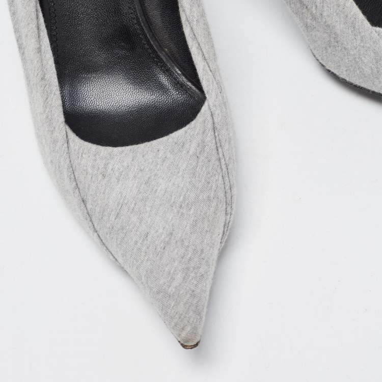 Pre Owned Balenciaga Grey Fabric Knife Pointed Toe  Pumps Size 39