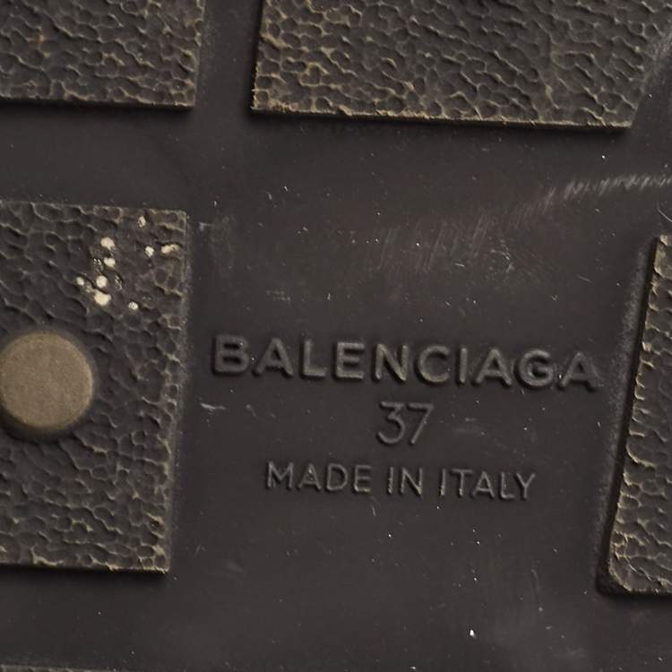 Pre Owned Balenciaga Black/Burgundy Leather and Mesh Race Runner Sneakers Size 37