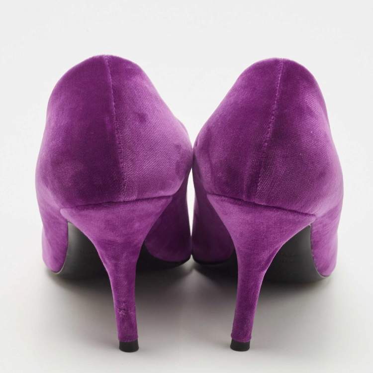 مملوكة مسبقًا Balenciaga Purple Velvet BB Knife Pumps Size 38