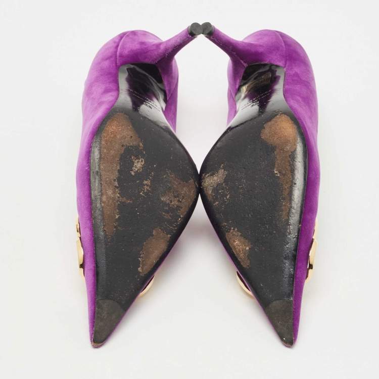 مملوكة مسبقًا Balenciaga Purple Velvet BB Knife Pumps Size 38