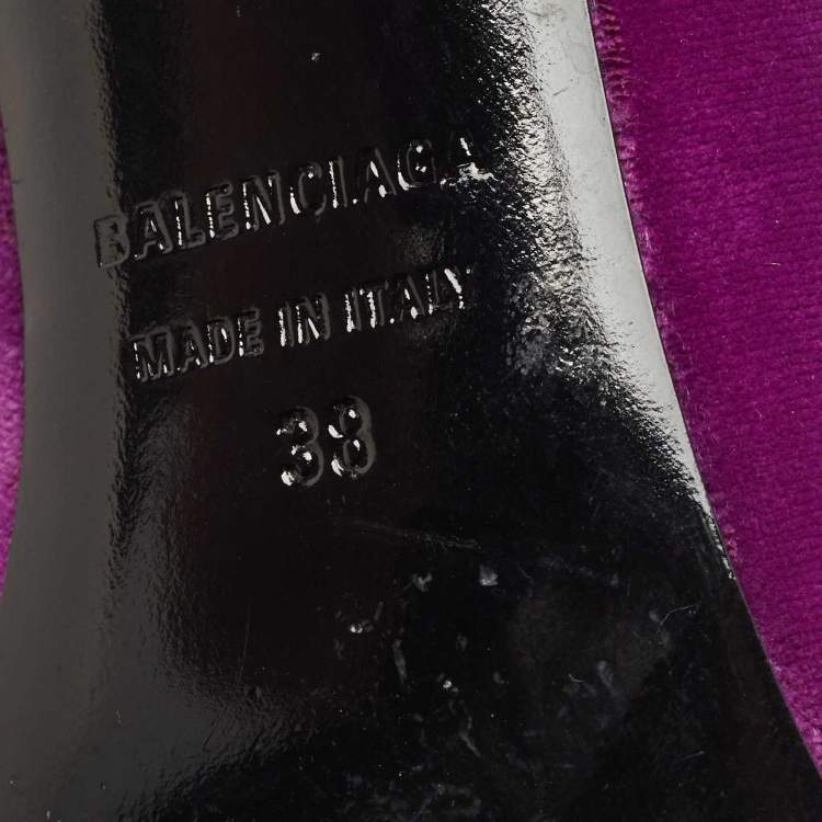 مملوكة مسبقًا Balenciaga Purple Velvet BB Knife Pumps Size 38
