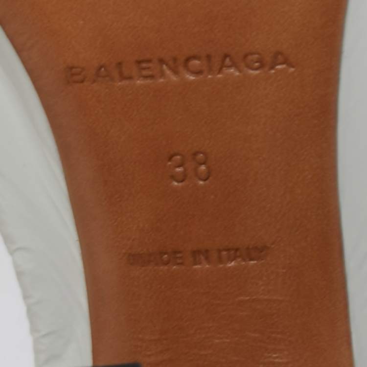 Pre Owned Balenciaga White Leather Square Toe Booties Size 38