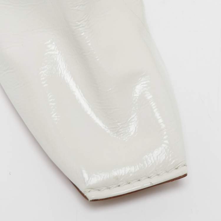 Pre Owned Balenciaga White Leather Square Toe Booties Size 38