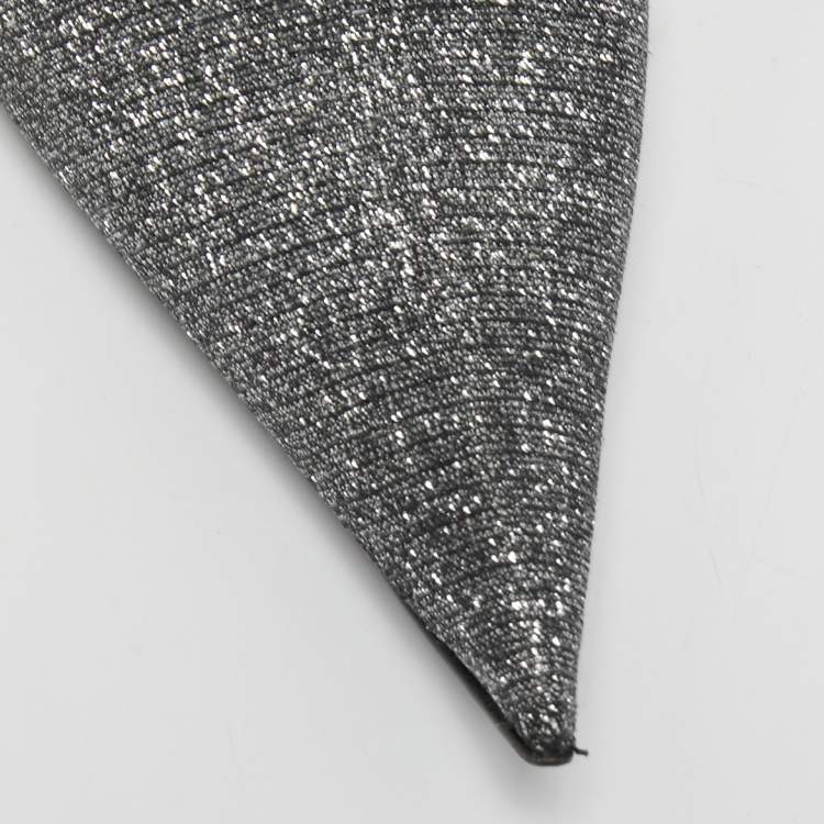 مملوكة مسبقًا Balenciaga Silver/Black Lurex Fabric Square Knife Pumps Size 38