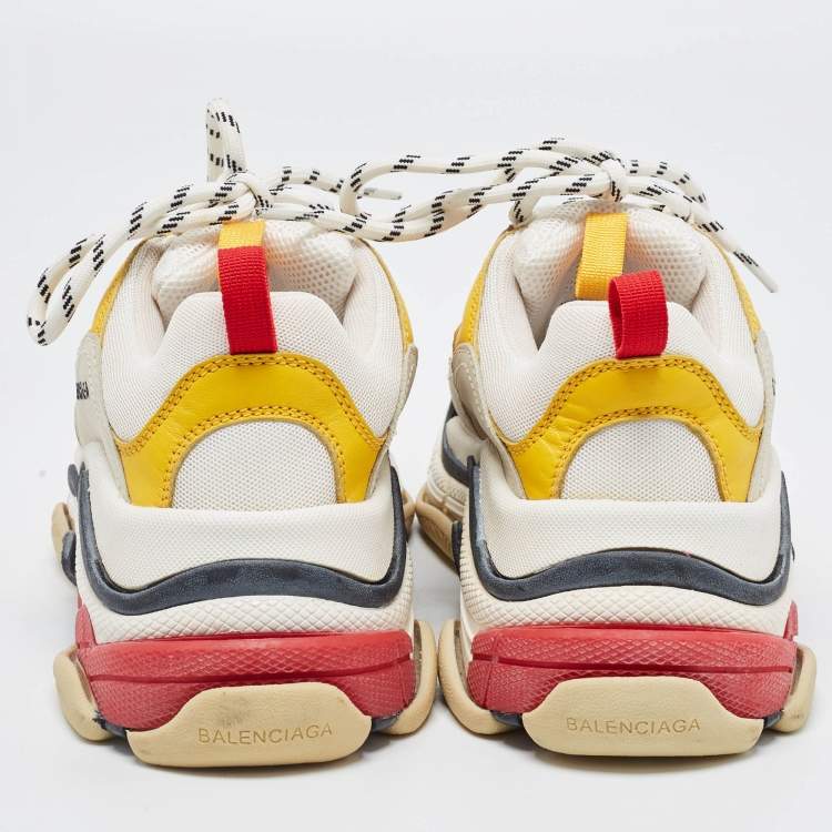 Pre Owned Balenciaga Multicolor Leather and Mesh Triple S Sneakers Size 38