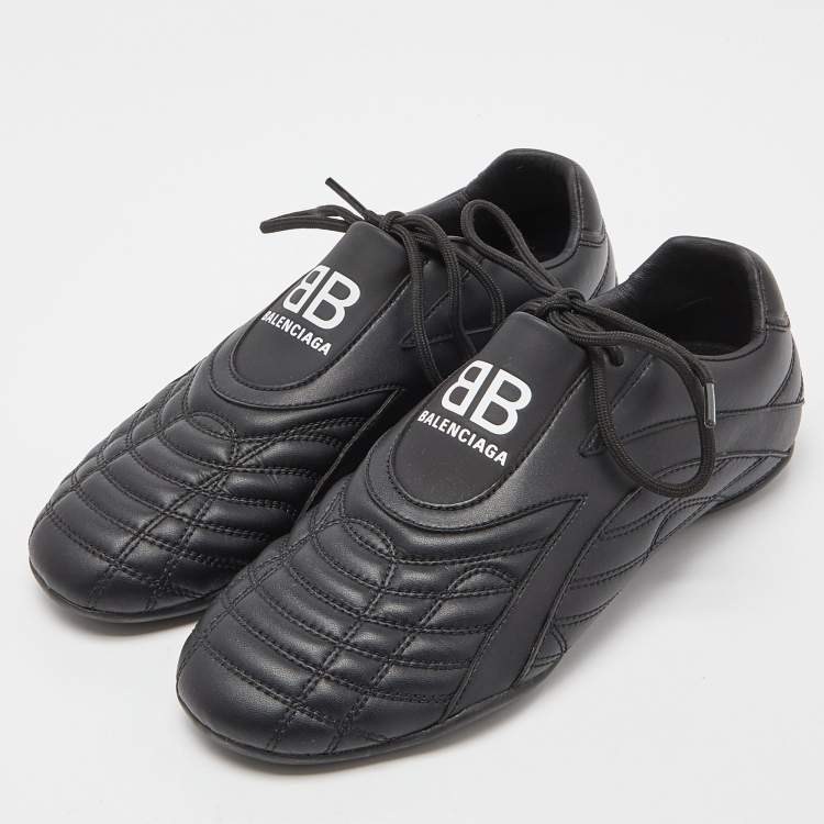 Pre Owned Balenciaga Black Quilted Leather Zen Low Top Sneakers Size 37