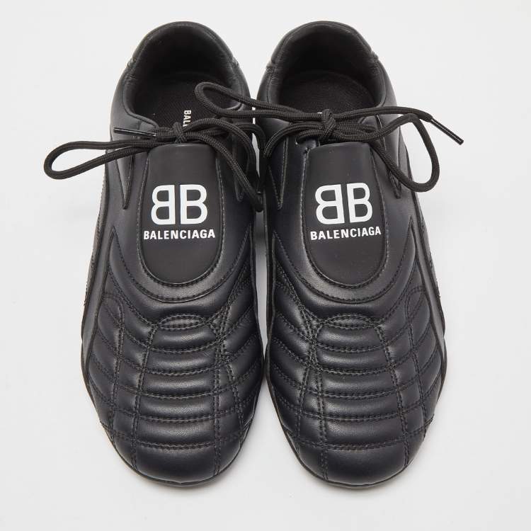 Pre Owned Balenciaga Black Quilted Leather Zen Low Top Sneakers Size 37
