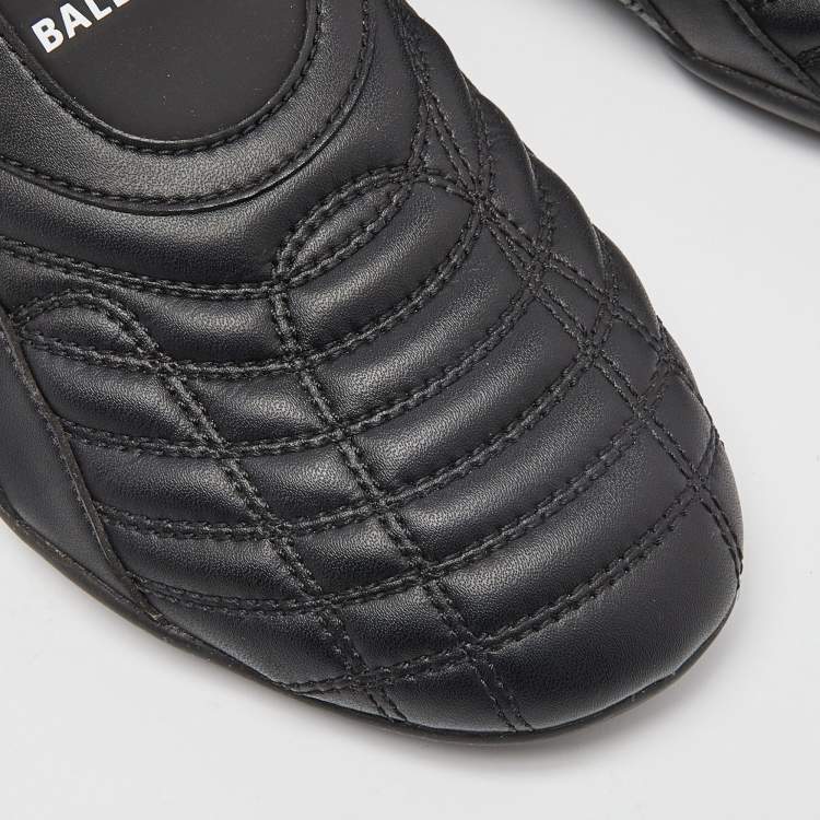 Pre Owned Balenciaga Black Quilted Leather Zen Low Top Sneakers Size 37