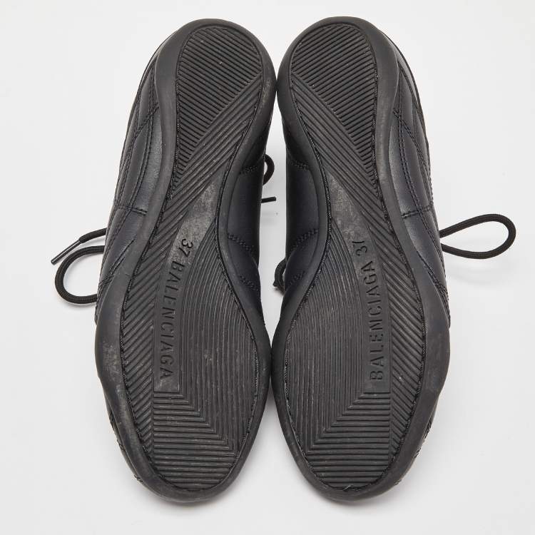 Pre Owned Balenciaga Black Quilted Leather Zen Low Top Sneakers Size 37