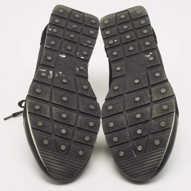 Pre Owned Balenciaga Black Leather and Suede Race Runner Sneakers Size 40