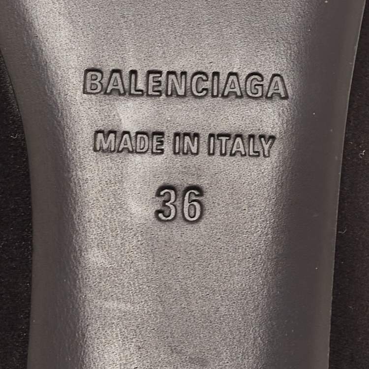 Pre Owned Balenciaga Black Satin Bow Slingback Pumps Size 36 