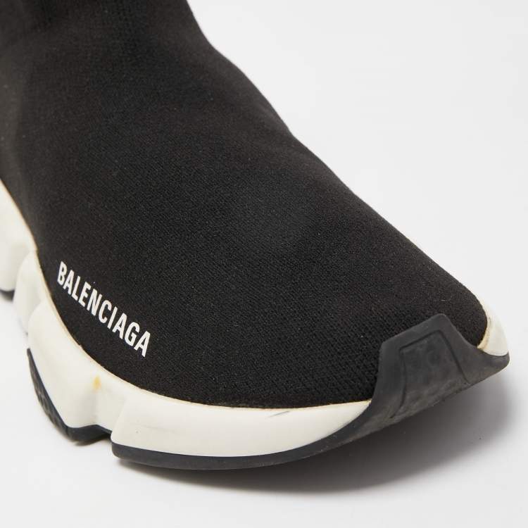 مملوكة مسبقًا Balenciaga Black Knit Fabric Speed High Top  Sneakers Size 37