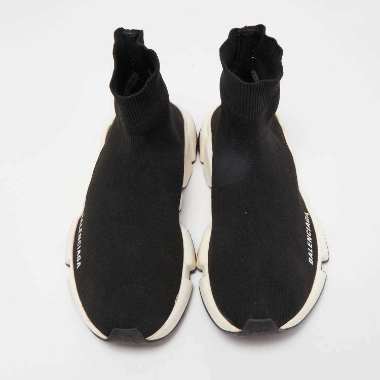 مملوكة مسبقًا Balenciaga Black Knit Fabric Speed High Top  Sneakers Size 37