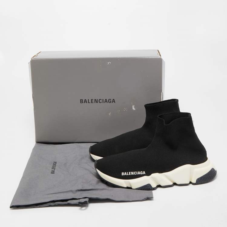 مملوكة مسبقًا Balenciaga Black Knit Fabric Speed High Top  Sneakers Size 37