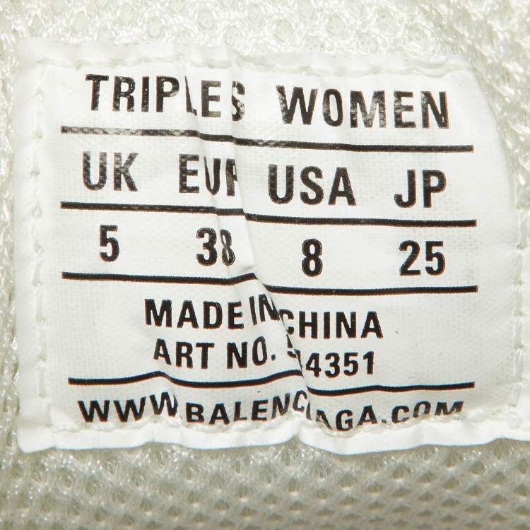 Pre Owned Balenciaga Two Tone Leather and Mesh Triple S Clear Sneakers Size 38