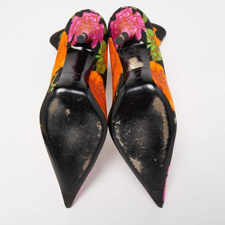Pre Owned Balenciaga Multicolor Fabric Pointed Toe Boots Size 39