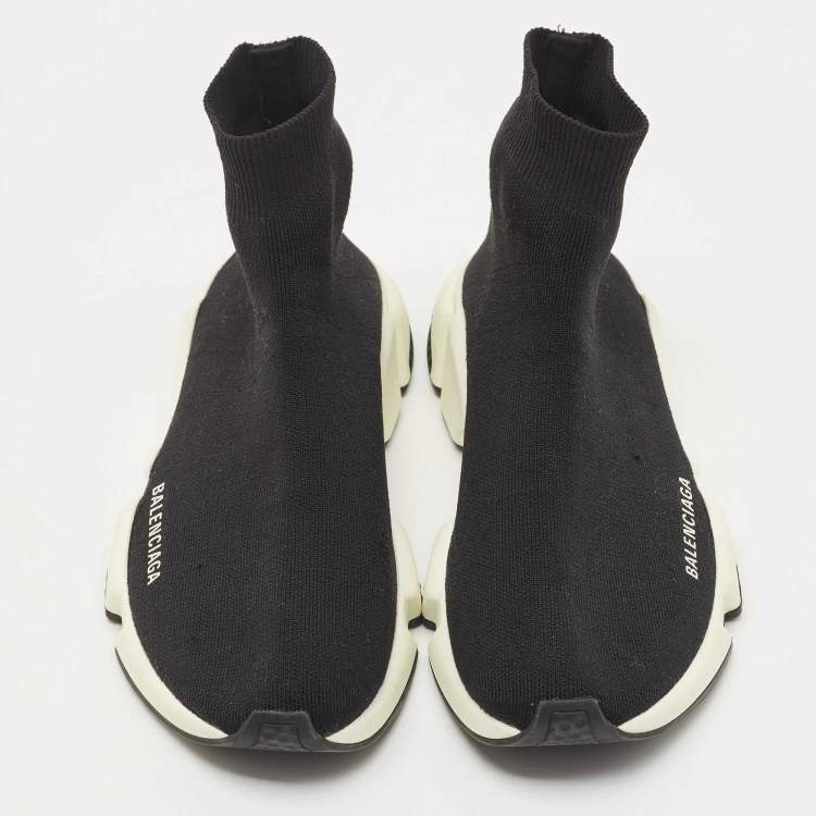 مملوكة مسبقًا Balenciaga Black Knit Fabric Speed Trainer High Top Sneakers Size 40
