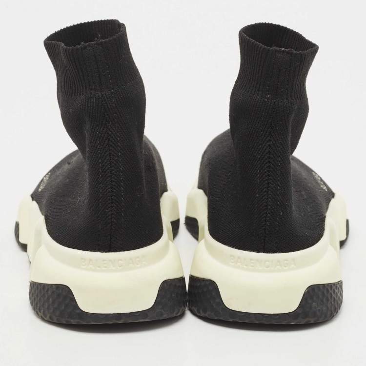 مملوكة مسبقًا Balenciaga Black Knit Fabric Speed Trainer High Top Sneakers Size 40