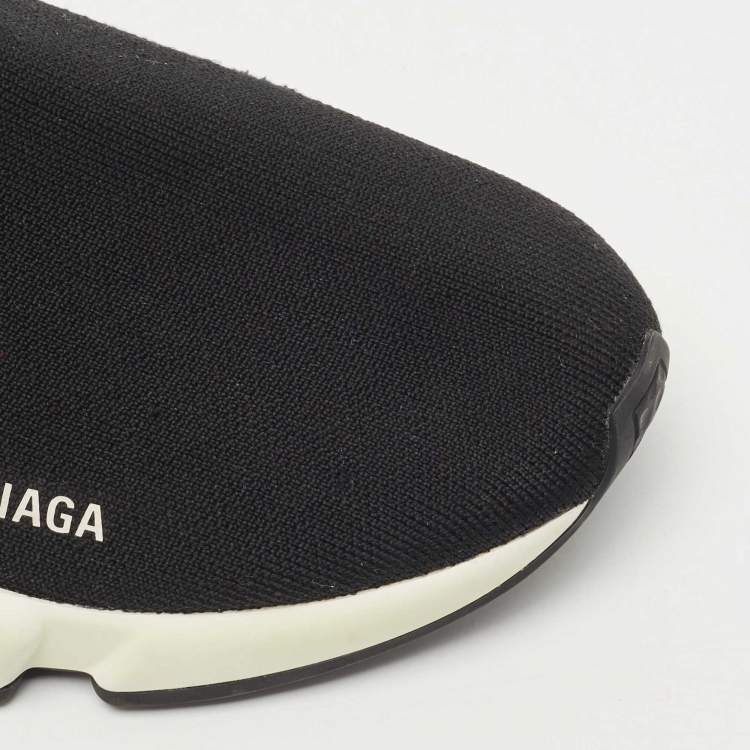 مملوكة مسبقًا Balenciaga Black Knit Fabric Speed Trainer High Top Sneakers Size 40