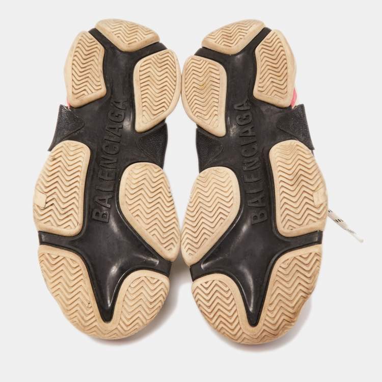 Pre Owned Balenciaga Multicolor Leather and Mesh Triple S Sneakers 39