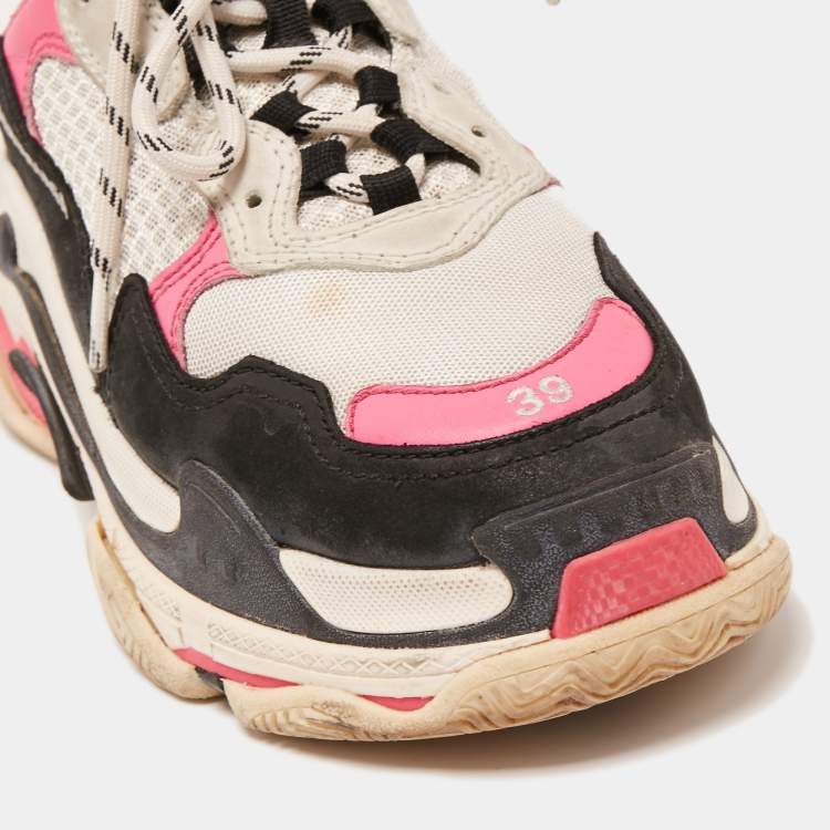 Pre Owned Balenciaga Multicolor Leather and Mesh Triple S Sneakers 39