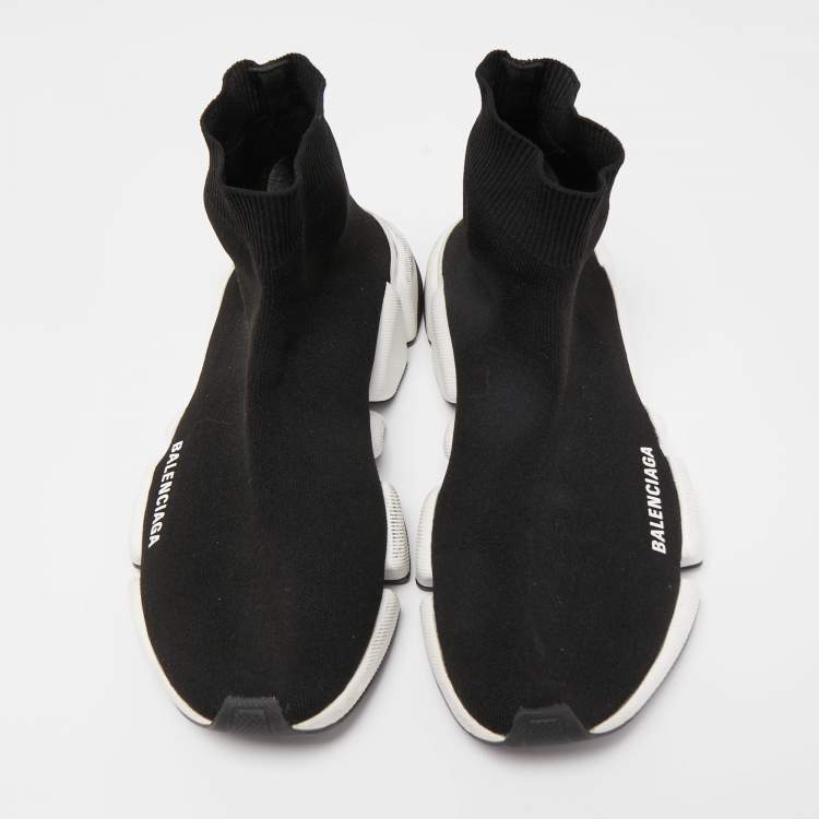 Pre Owned Balenciaga Black Knit Speed Trainer High Top Sneakers Size 40