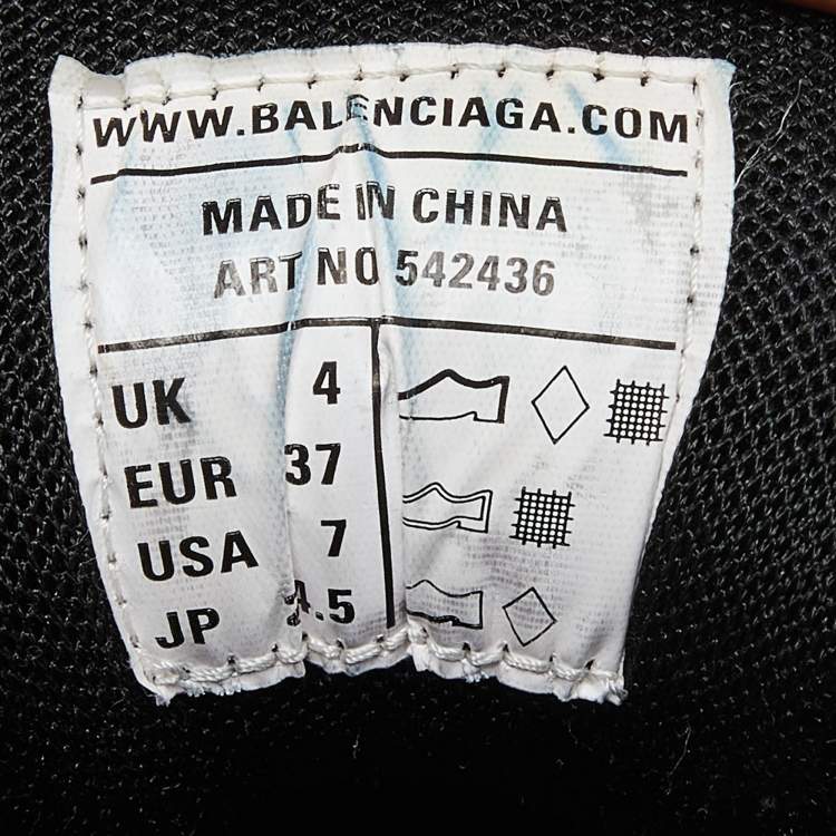 مملوكة مسبقًا Balenciaga Black Faux Leather and Mesh Track Sneakers Size 37