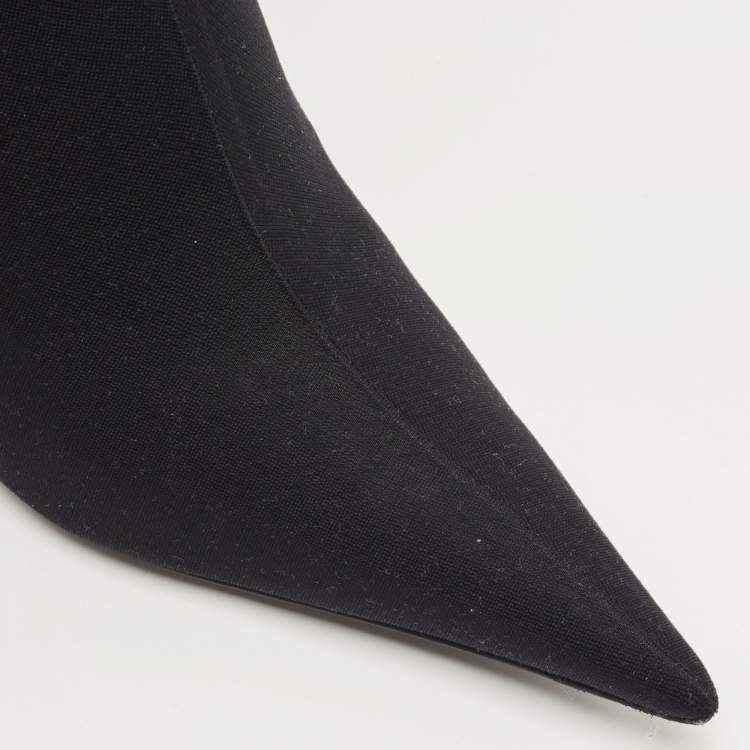 Pre Owned Balenciaga Black Stretch Fabric Knife Booties Size 37