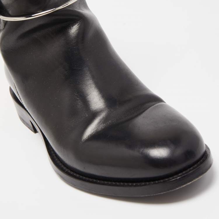 Pre Owned Balenciaga Black Leather Ankle Boots Size 37