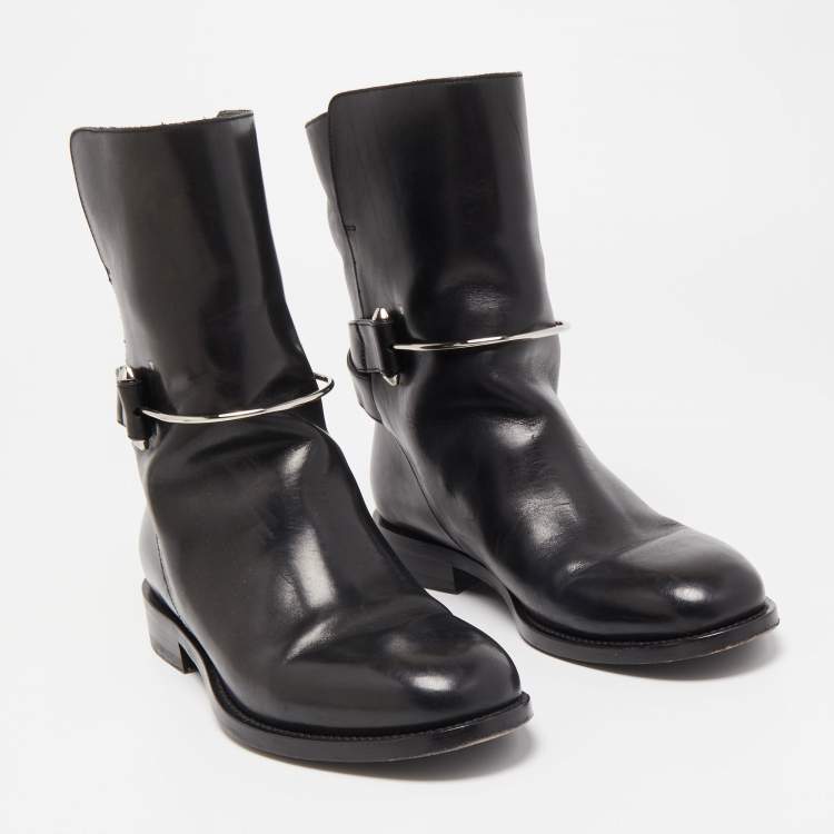 Pre Owned Balenciaga Black Leather Ankle Boots Size 37