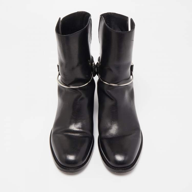 Pre Owned Balenciaga Black Leather Ankle Boots Size 37