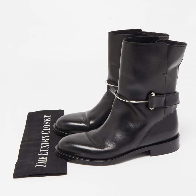 Pre Owned Balenciaga Black Leather Ankle Boots Size 37