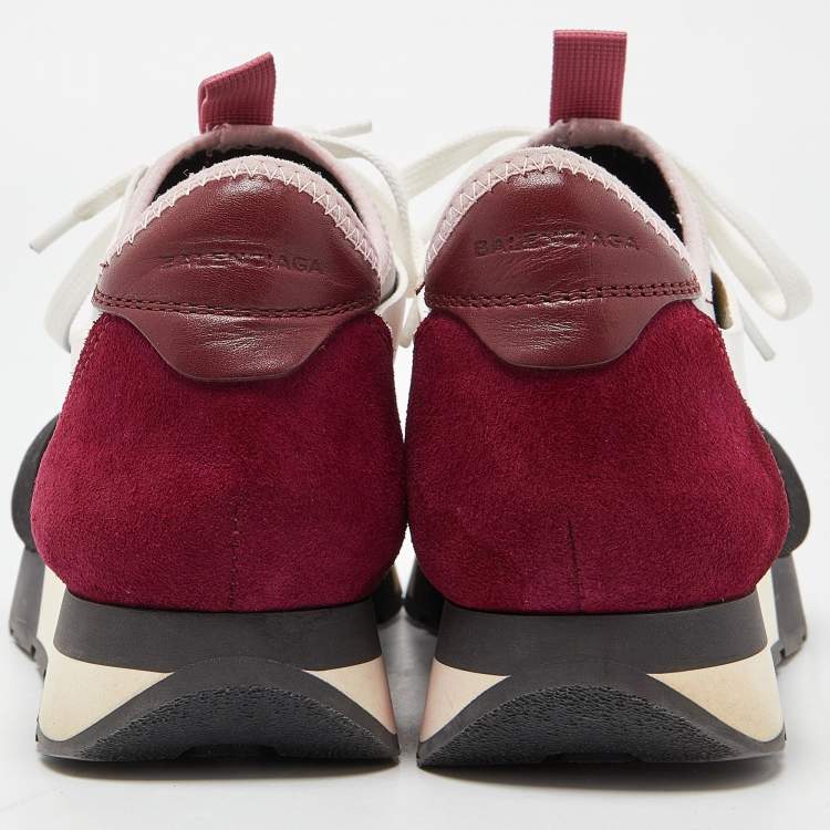 Pre Owned Balenciaga Tricolor Leather and Mesh Race Runner Sneakers Size 37