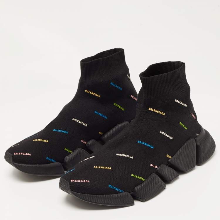 Balenciaga speed trainer all over logo high top sock sneaker Size