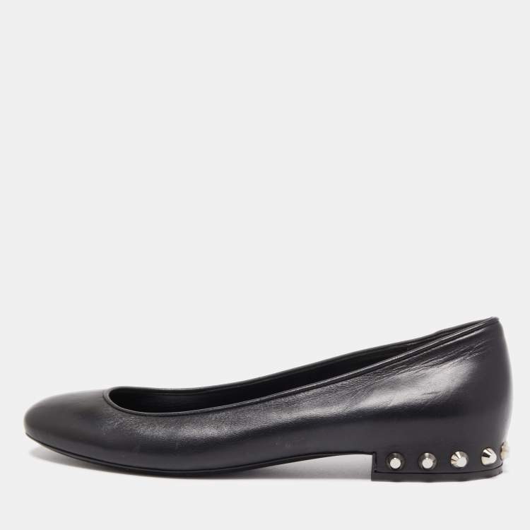 Pre Owned Balenciaga Black Leather Ballet Flats Size 39