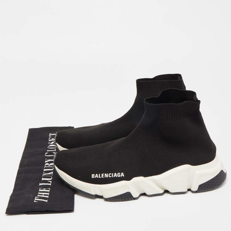 مملوكة مسبقًا Balenciaga Black Knit Fabric Speed Trainer Sneakers Size 39