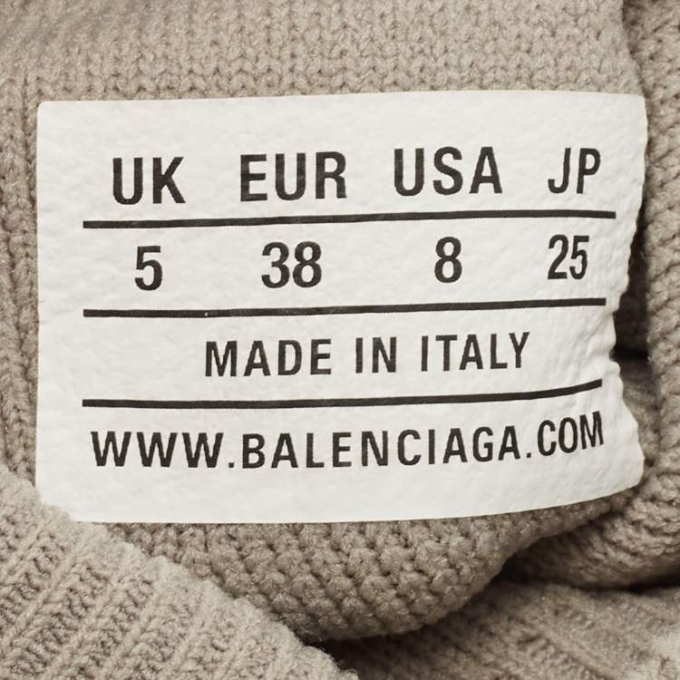 Pre Owned Balenciaga Grey Knit Fabric Speed Trainer Sneakers Size 38