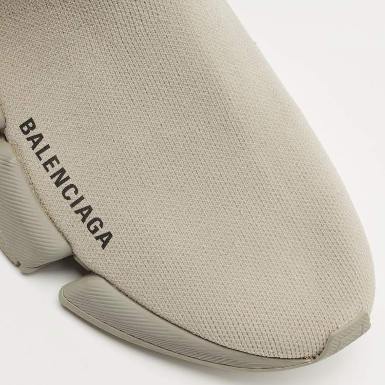 Pre Owned Balenciaga Grey Knit Fabric Speed Trainer Sneakers Size 38