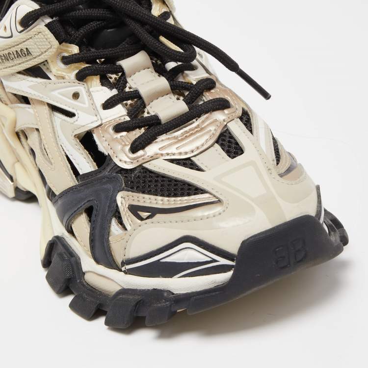 Pre Owned Balenciaga Tricolor Leather and Mesh Track 2 Sneakers Size 37