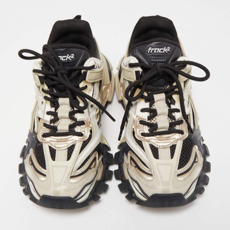 Pre Owned Balenciaga Tricolor Leather and Mesh Track 2 Sneakers Size 37