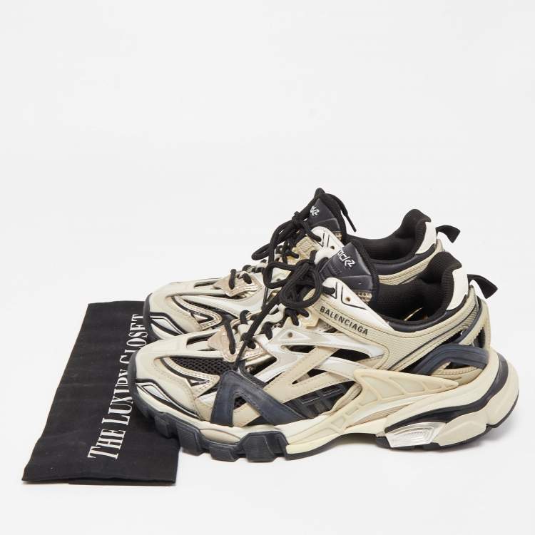 Pre Owned Balenciaga Tricolor Leather and Mesh Track 2 Sneakers Size 37