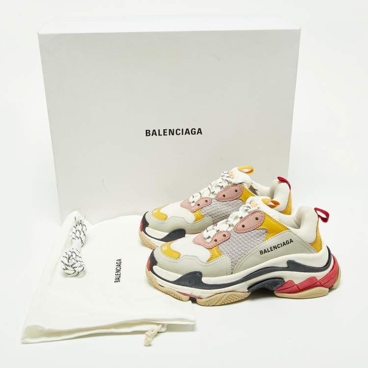 Pre Owned Balenciaga Multicolor Leather and Mesh Triple S Sneakers Size 38